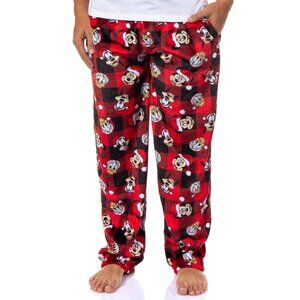 NEW Disney Men's Mickey Mouse And Friends Santa Hat Super Mickey Pajama Pants M